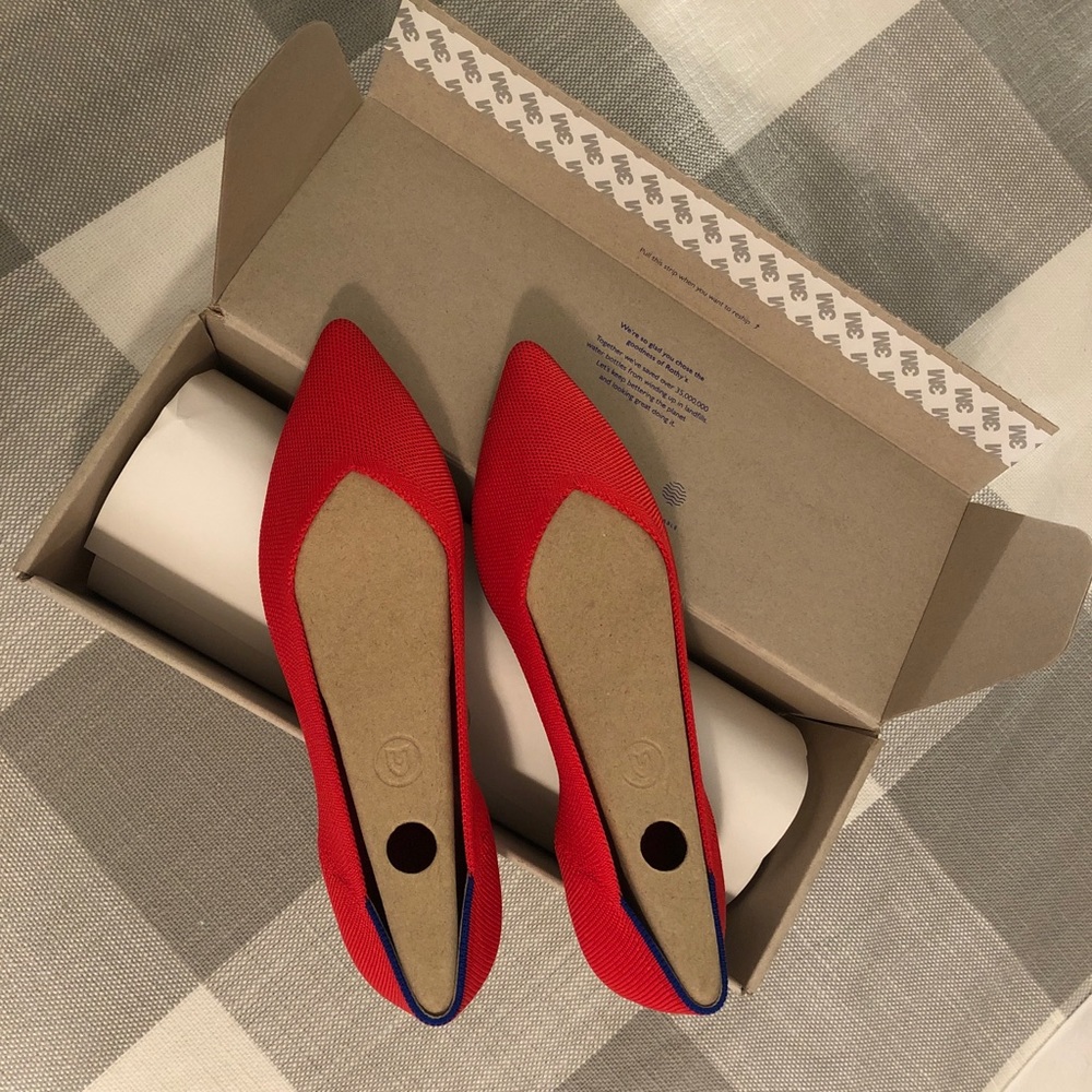 Rothy’s The Point - Pointed Toe Flats in Flame, 8.5